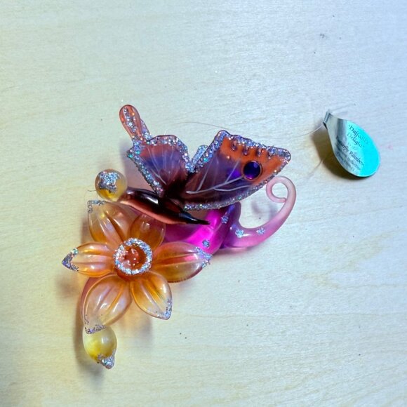Ashton Drake Heirloom Butterfly Ornament Glass VTG Daffodils Delight Artistic - Picture 14 of 14